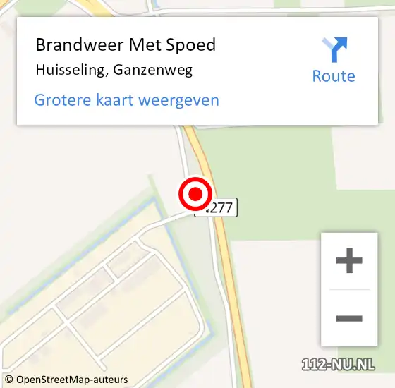 Locatie op kaart van de 112 melding: Brandweer Met Spoed Naar Huisseling, Ganzenweg op 9 december 2014 19:56