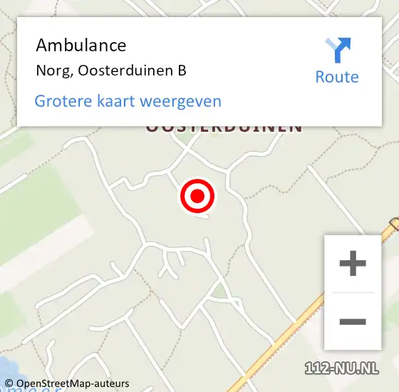 Locatie op kaart van de 112 melding: Ambulance Norg, Oosterduinen B op 9 december 2014 20:12