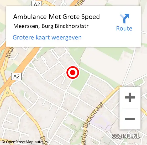 Locatie op kaart van de 112 melding: Ambulance Met Grote Spoed Naar Meerssen, Burg Binckhorststr op 9 december 2014 20:15