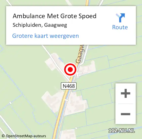 Locatie op kaart van de 112 melding: Ambulance Met Grote Spoed Naar Schipluiden, Gaagweg op 9 december 2014 20:31