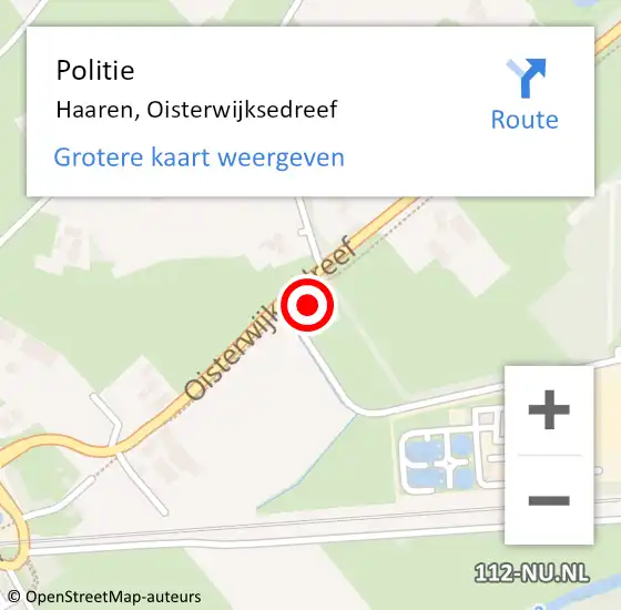 Locatie op kaart van de 112 melding: Politie Haaren, Oisterwijksedreef op 9 december 2014 20:34