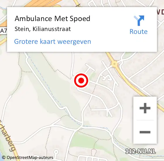 Locatie op kaart van de 112 melding: Ambulance Met Spoed Naar Stein, Kilianusstraat op 9 december 2014 21:44