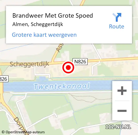 Locatie op kaart van de 112 melding: Brandweer Met Grote Spoed Naar Almen, Scheggertdijk op 9 december 2014 21:51