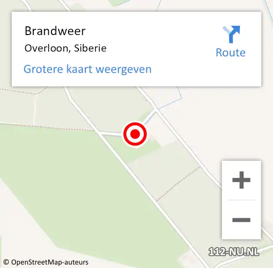 Locatie op kaart van de 112 melding: Brandweer Overloon, Siberie op 23 oktober 2013 18:23