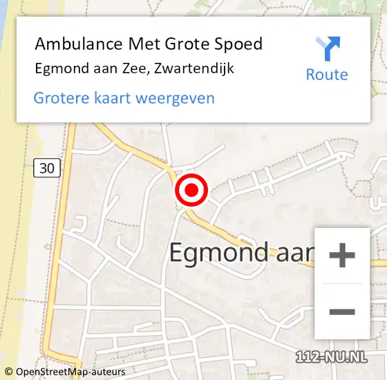 Locatie op kaart van de 112 melding: Ambulance Met Grote Spoed Naar Egmond aan Zee, Zwartendijk op 9 december 2014 22:57