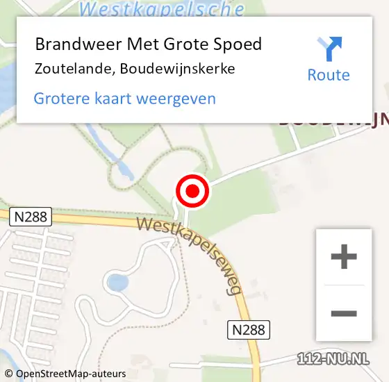 Locatie op kaart van de 112 melding: Brandweer Met Grote Spoed Naar Zoutelande, Boudewijnskerke op 10 december 2014 01:43