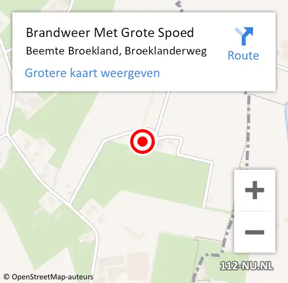 Locatie op kaart van de 112 melding: Brandweer Met Grote Spoed Naar Beemte Broekland, Broeklanderweg op 10 december 2014 01:58