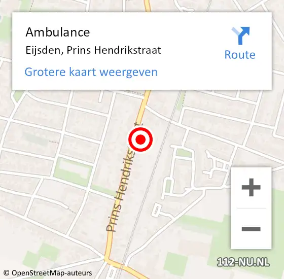 Locatie op kaart van de 112 melding: Ambulance Eijsden, Prins Hendrikstraat op 10 december 2014 03:51