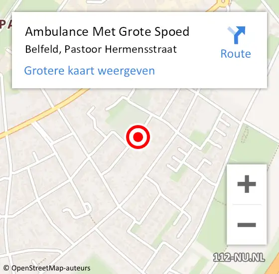 Locatie op kaart van de 112 melding: Ambulance Met Grote Spoed Naar Belfeld, Pastoor Hermensstraat op 10 december 2014 04:16