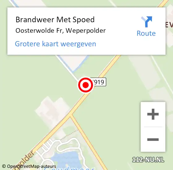 Locatie op kaart van de 112 melding: Brandweer Met Spoed Naar Oosterwolde Fr, Weperpolder op 10 december 2014 04:23