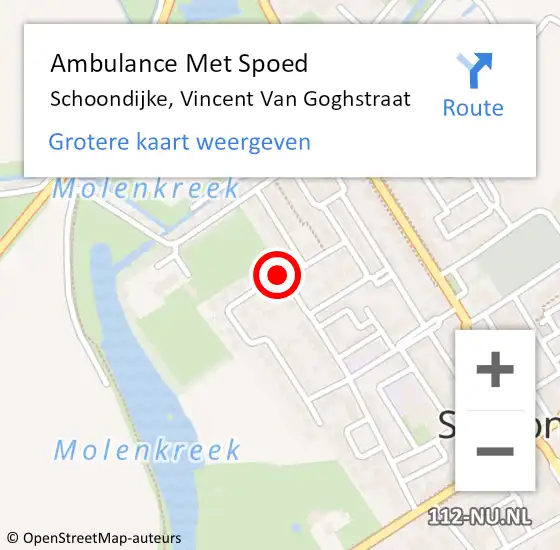 Locatie op kaart van de 112 melding: Ambulance Met Spoed Naar Schoondijke, Vincent Van Goghstraat op 10 december 2014 04:39