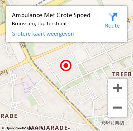 Locatie op kaart van de 112 melding: Ambulance Met Grote Spoed Naar Brunssum, Jupiterstraat op 10 december 2014 05:10