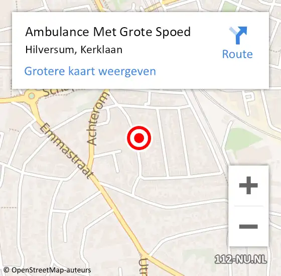 Locatie op kaart van de 112 melding: Ambulance Met Grote Spoed Naar Hilversum, Kerklaan op 10 december 2014 05:16
