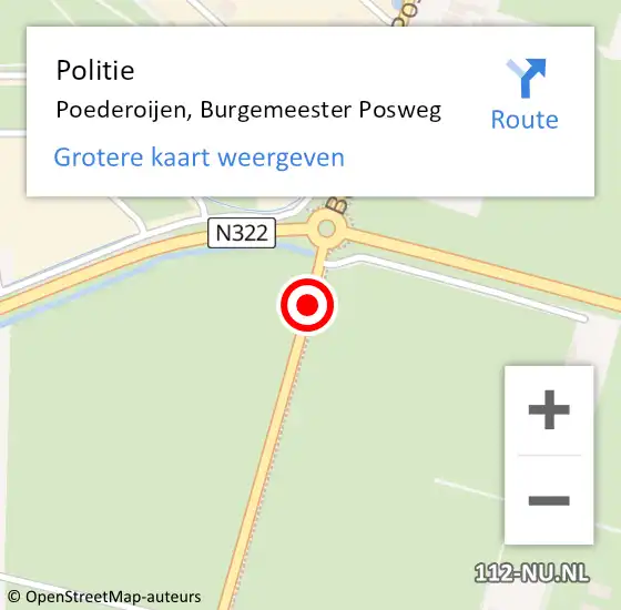 Locatie op kaart van de 112 melding: Politie Poederoijen, Burgemeester Posweg op 10 december 2014 06:28