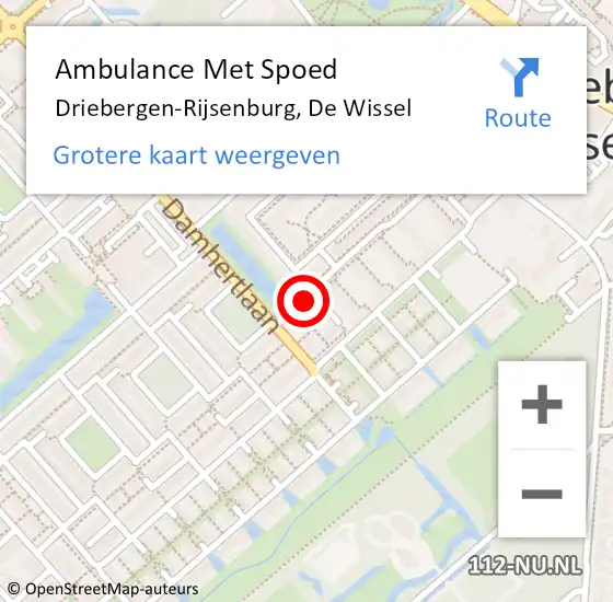 Locatie op kaart van de 112 melding: Ambulance Met Spoed Naar Driebergen-Rijsenburg, De Wissel op 10 december 2014 06:45