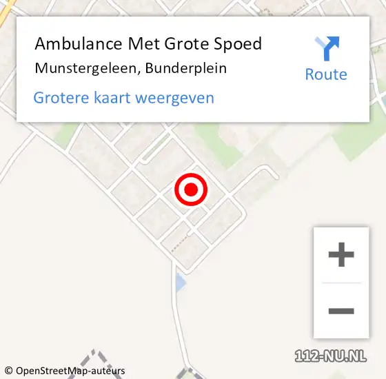 Locatie op kaart van de 112 melding: Ambulance Met Grote Spoed Naar Munstergeleen, Bunderplein op 10 december 2014 06:49