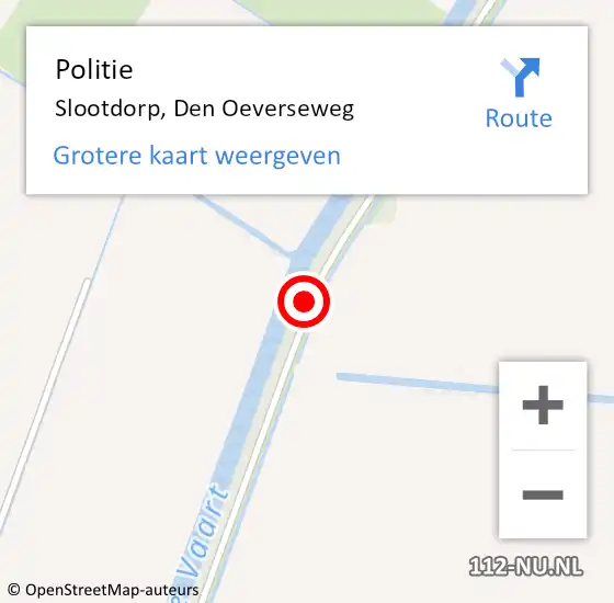 Locatie op kaart van de 112 melding: Politie Slootdorp, Den Oeverseweg op 10 december 2014 07:23