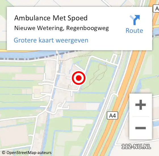 Locatie op kaart van de 112 melding: Ambulance Met Spoed Naar Nieuwe Wetering, Regenboogweg op 10 december 2014 07:45