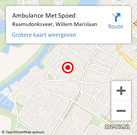 Locatie op kaart van de 112 melding: Ambulance Met Spoed Naar Raamsdonksveer, Willem Marislaan op 10 december 2014 07:46