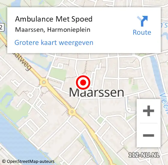 Locatie op kaart van de 112 melding: Ambulance Met Spoed Naar Maarssen, Harmonieplein op 10 december 2014 08:39