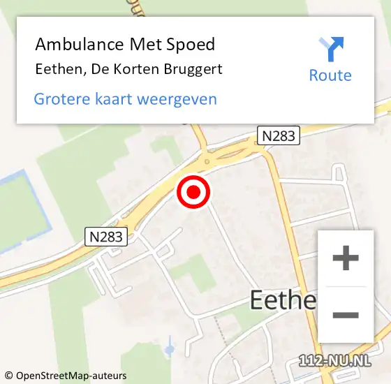 Locatie op kaart van de 112 melding: Ambulance Met Spoed Naar Eethen, De Korten Bruggert op 10 december 2014 08:43