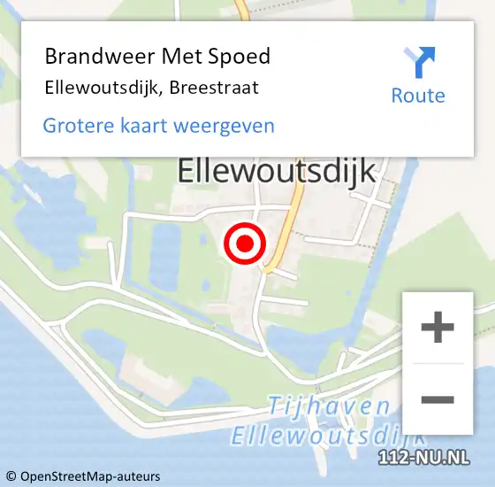 Locatie op kaart van de 112 melding: Brandweer Met Spoed Naar Ellewoutsdijk, Breestraat op 10 december 2014 09:13
