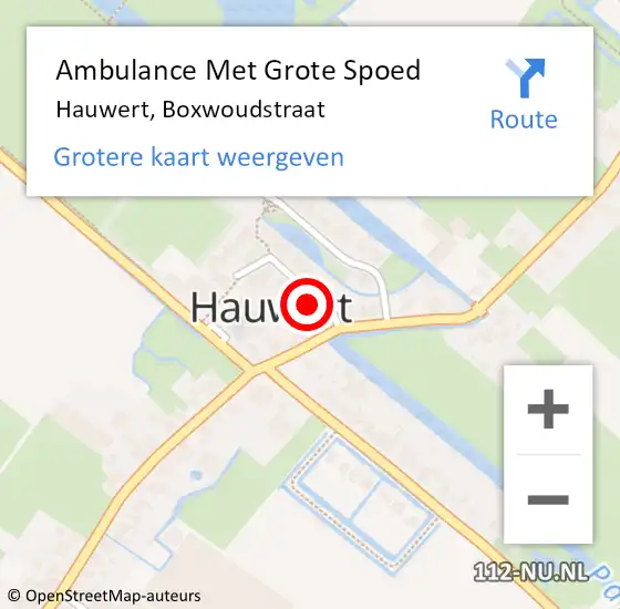 Locatie op kaart van de 112 melding: Ambulance Met Grote Spoed Naar Hauwert, Boxwoudstraat op 23 oktober 2013 19:12