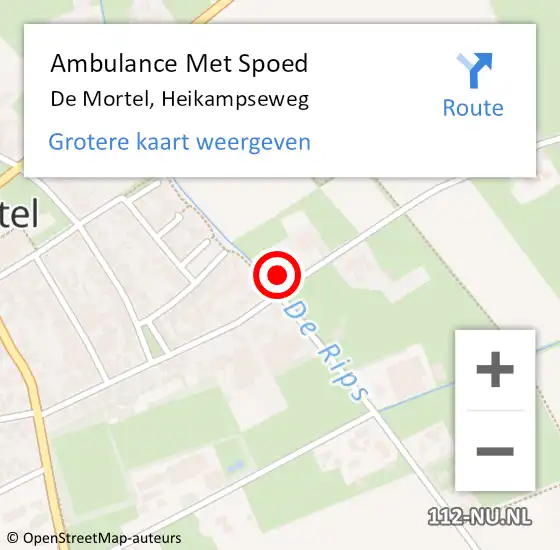 Locatie op kaart van de 112 melding: Ambulance Met Spoed Naar De Mortel, Heikampseweg op 10 december 2014 09:59