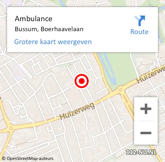 Locatie op kaart van de 112 melding: Ambulance Bussum, Boerhaavelaan op 23 oktober 2013 19:18