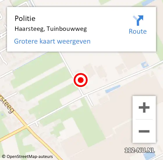 Locatie op kaart van de 112 melding: Politie Haarsteeg, Tuinbouwweg op 10 december 2014 10:46