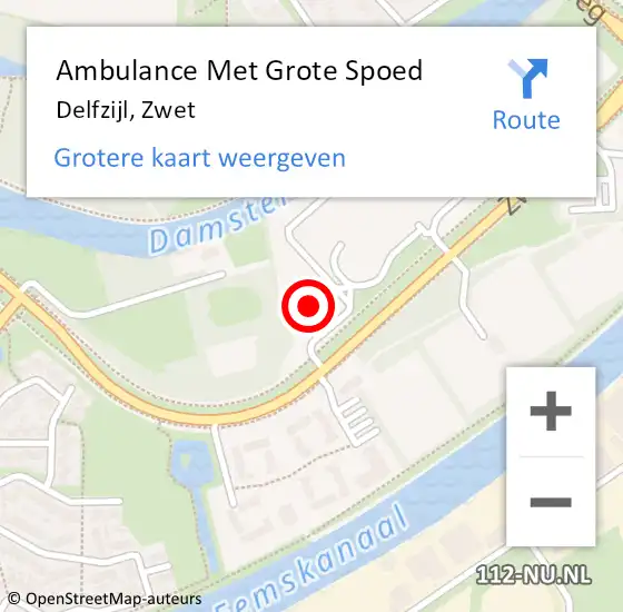 Locatie op kaart van de 112 melding: Ambulance Met Grote Spoed Naar Delfzijl, Zwet op 10 december 2014 10:59