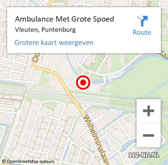 Locatie op kaart van de 112 melding: Ambulance Met Grote Spoed Naar Vleuten, Puntenburg op 10 december 2014 11:22