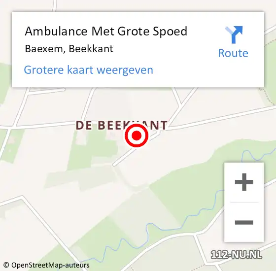 Locatie op kaart van de 112 melding: Ambulance Met Grote Spoed Naar Baexem, Beekkant op 10 december 2014 11:22