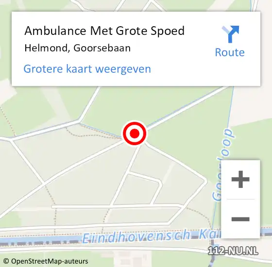 Locatie op kaart van de 112 melding: Ambulance Met Grote Spoed Naar Helmond, Goorsebaan op 10 december 2014 11:26