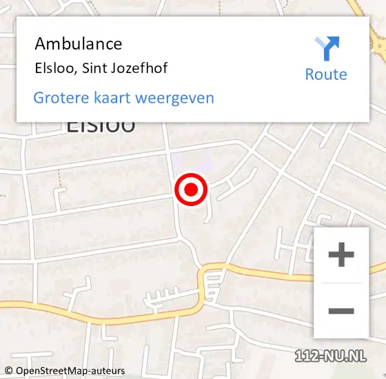 Locatie op kaart van de 112 melding: Ambulance Elsloo, Sint Jozefhof op 10 december 2014 11:31