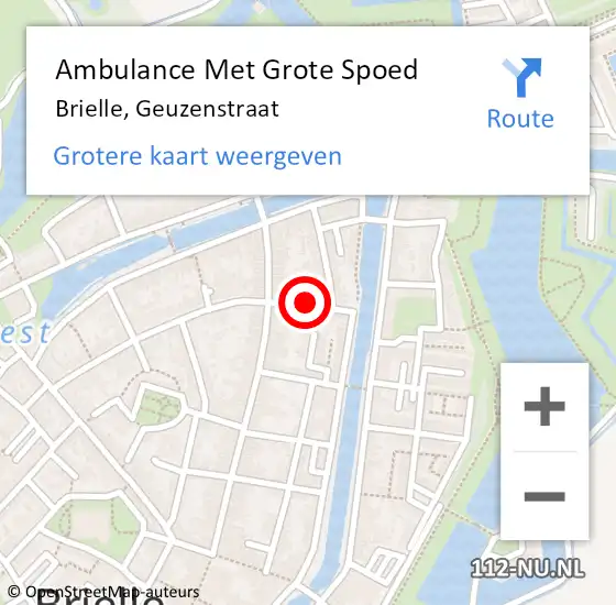 Locatie op kaart van de 112 melding: Ambulance Met Grote Spoed Naar Brielle, Geuzenstraat op 10 december 2014 11:33