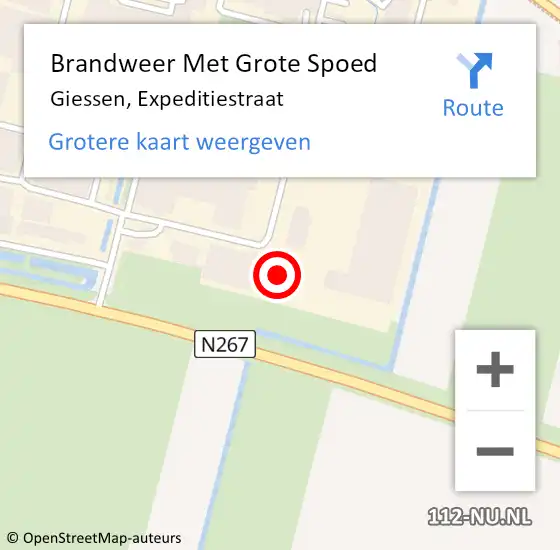 Locatie op kaart van de 112 melding: Brandweer Met Grote Spoed Naar Giessen, Expeditiestraat op 10 december 2014 12:04