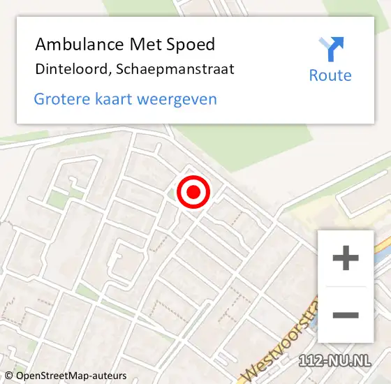 Locatie op kaart van de 112 melding: Ambulance Met Spoed Naar Dinteloord, Schaepmanstraat op 10 december 2014 12:51