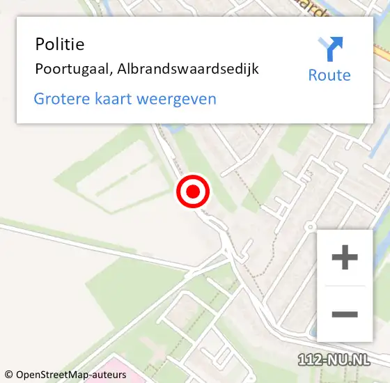 Locatie op kaart van de 112 melding: Politie Poortugaal, Albrandswaardsedijk op 10 december 2014 13:05