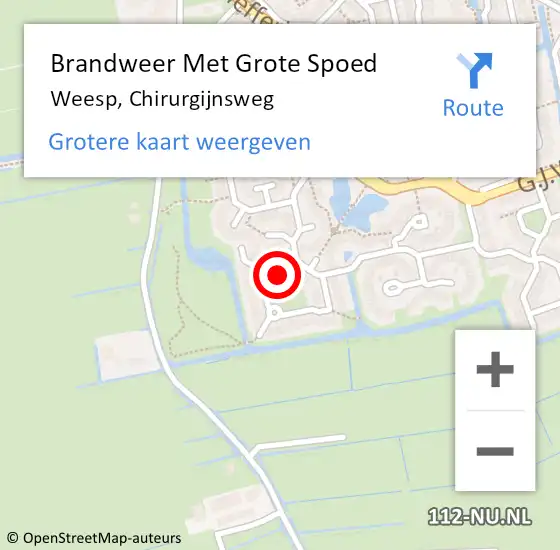 Locatie op kaart van de 112 melding: Brandweer Met Grote Spoed Naar Weesp, Chirurgijnsweg op 10 december 2014 13:30