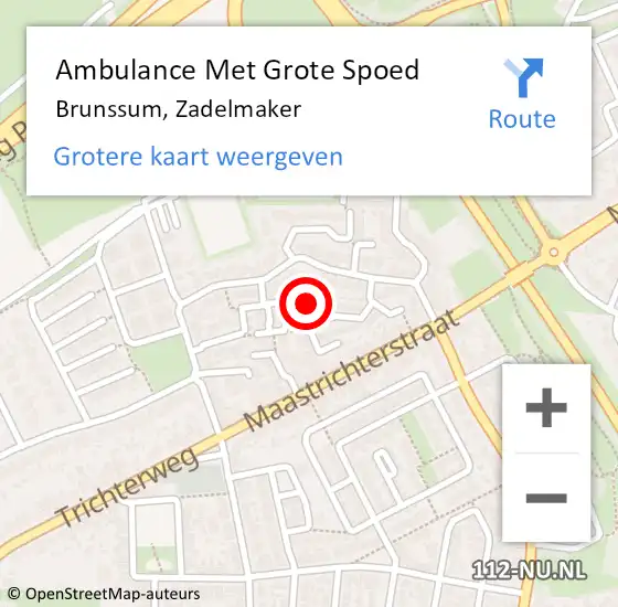 Locatie op kaart van de 112 melding: Ambulance Met Grote Spoed Naar Brunssum, Zadelmaker op 23 oktober 2013 19:55