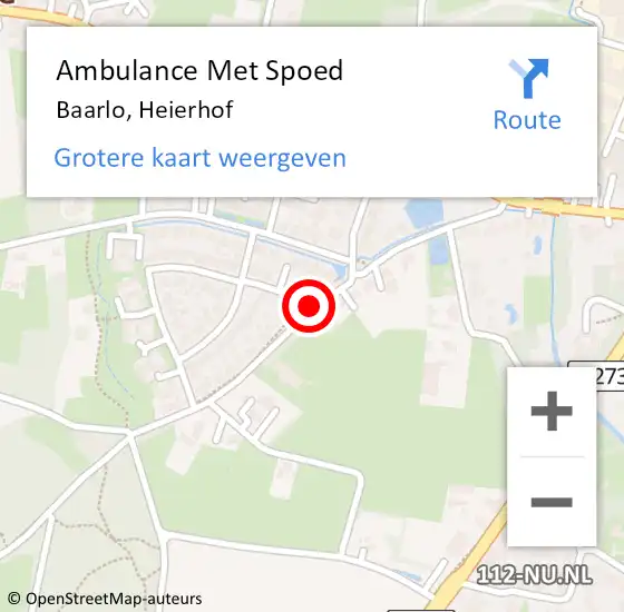 Locatie op kaart van de 112 melding: Ambulance Met Spoed Naar Baarlo, Heierhof op 10 december 2014 14:09