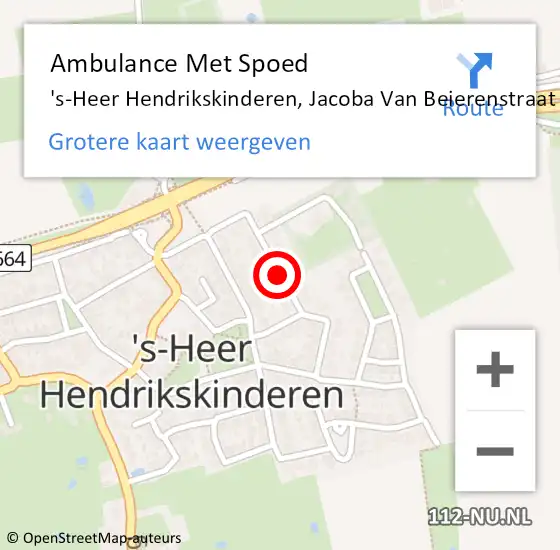 Locatie op kaart van de 112 melding: Ambulance Met Spoed Naar 's-Heer Hendrikskinderen, Jacoba Van Beierenstraat op 10 december 2014 14:15