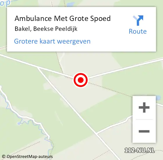 Locatie op kaart van de 112 melding: Ambulance Met Grote Spoed Naar Bakel, Beekse Peeldijk op 23 oktober 2013 19:58