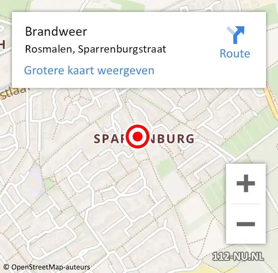 Locatie op kaart van de 112 melding: Brandweer Rosmalen, Sparrenburgstraat op 10 december 2014 14:40