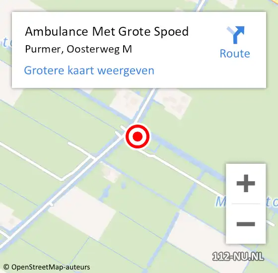 Locatie op kaart van de 112 melding: Ambulance Met Grote Spoed Naar Purmer, Oosterweg M op 10 december 2014 15:01