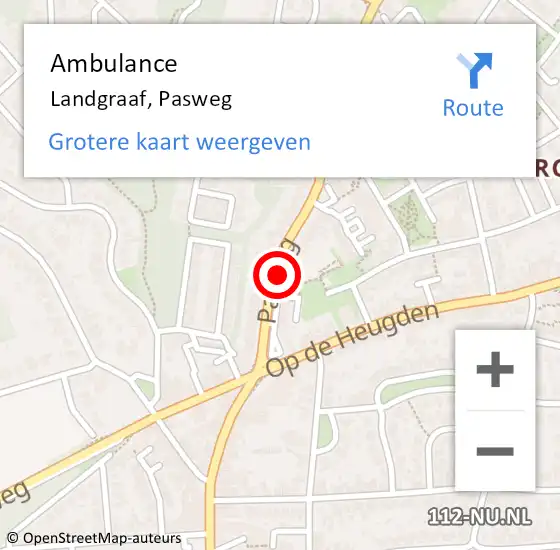 Locatie op kaart van de 112 melding: Ambulance Landgraaf, Pasweg op 10 december 2014 15:04