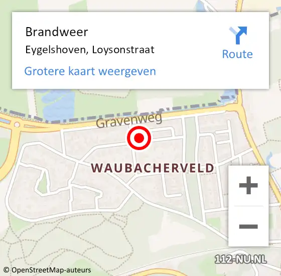 Locatie op kaart van de 112 melding: Brandweer Eygelshoven, Loysonstraat op 10 december 2014 15:14