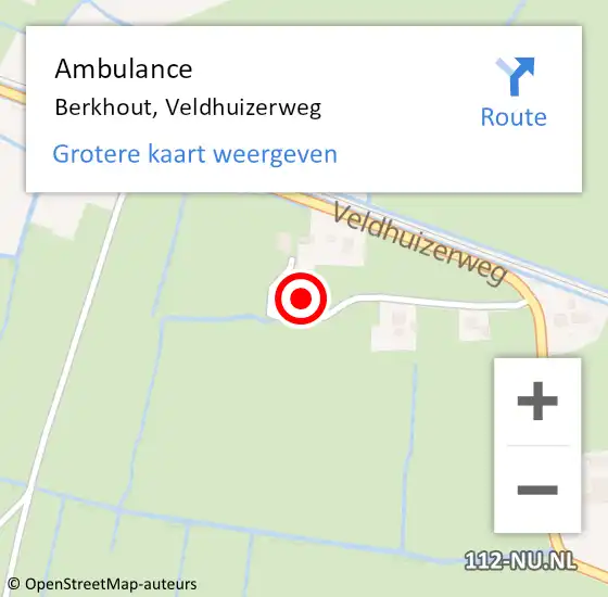 Locatie op kaart van de 112 melding: Ambulance Berkhout, Veldhuizerweg op 10 december 2014 15:22