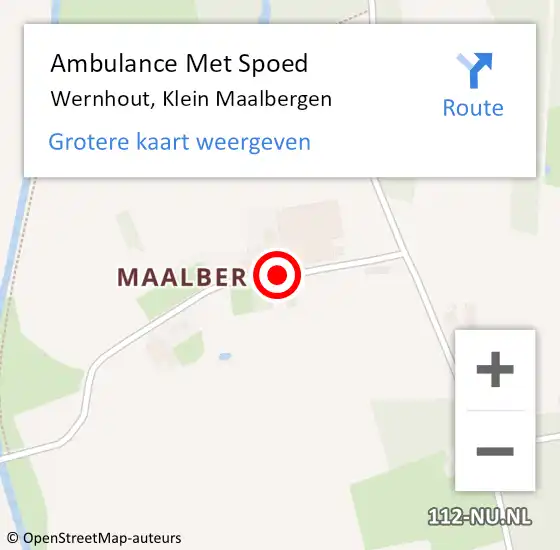 Locatie op kaart van de 112 melding: Ambulance Met Spoed Naar Wernhout, Klein Maalbergen op 10 december 2014 15:39